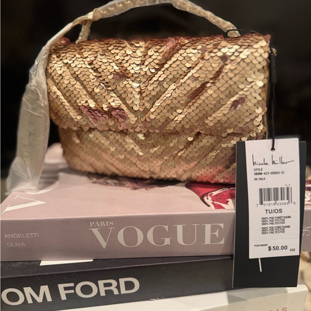Nicole Miller Gold Sequin Clutch